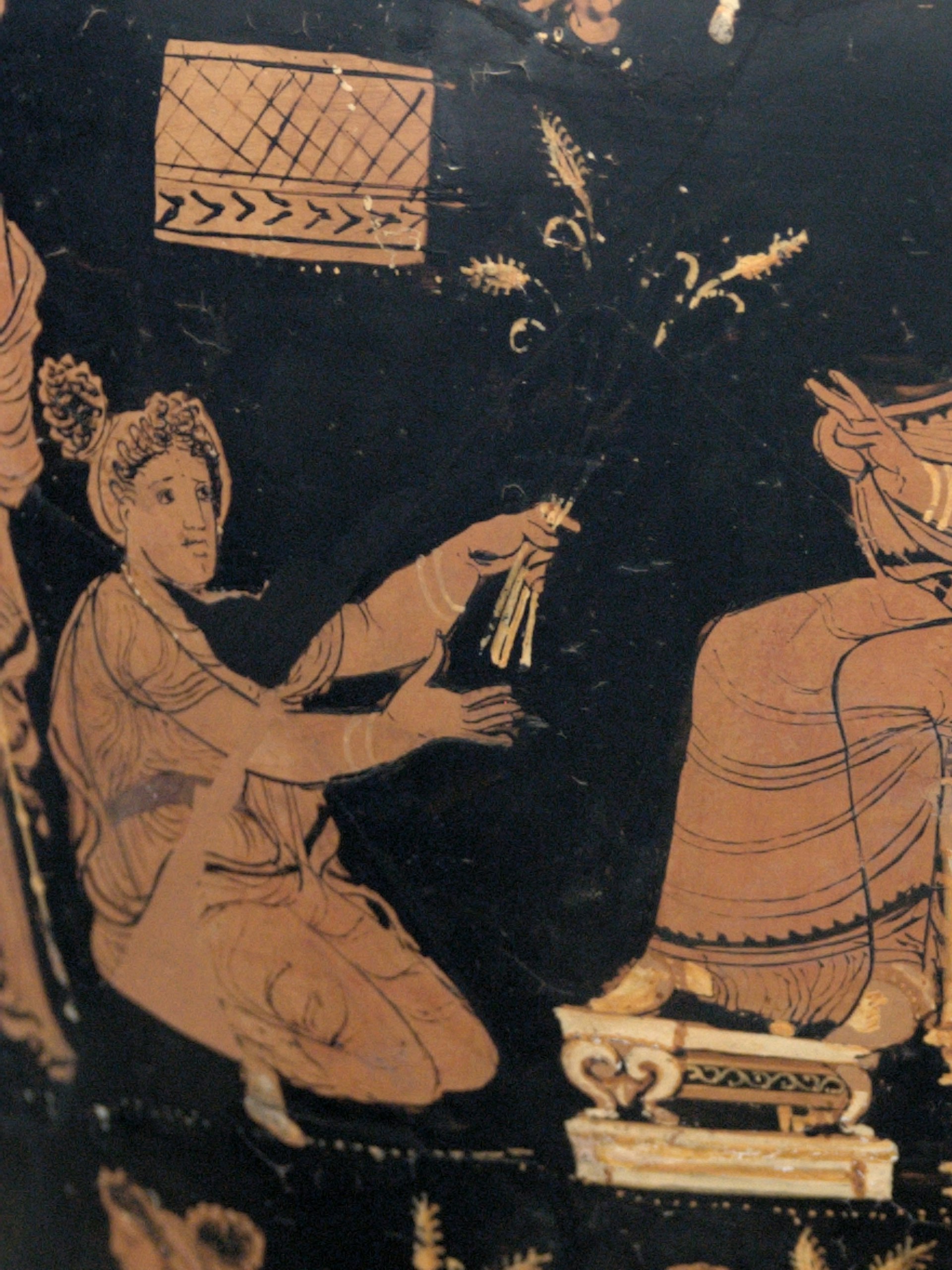 Vase painting showing Demeter with Metanira
